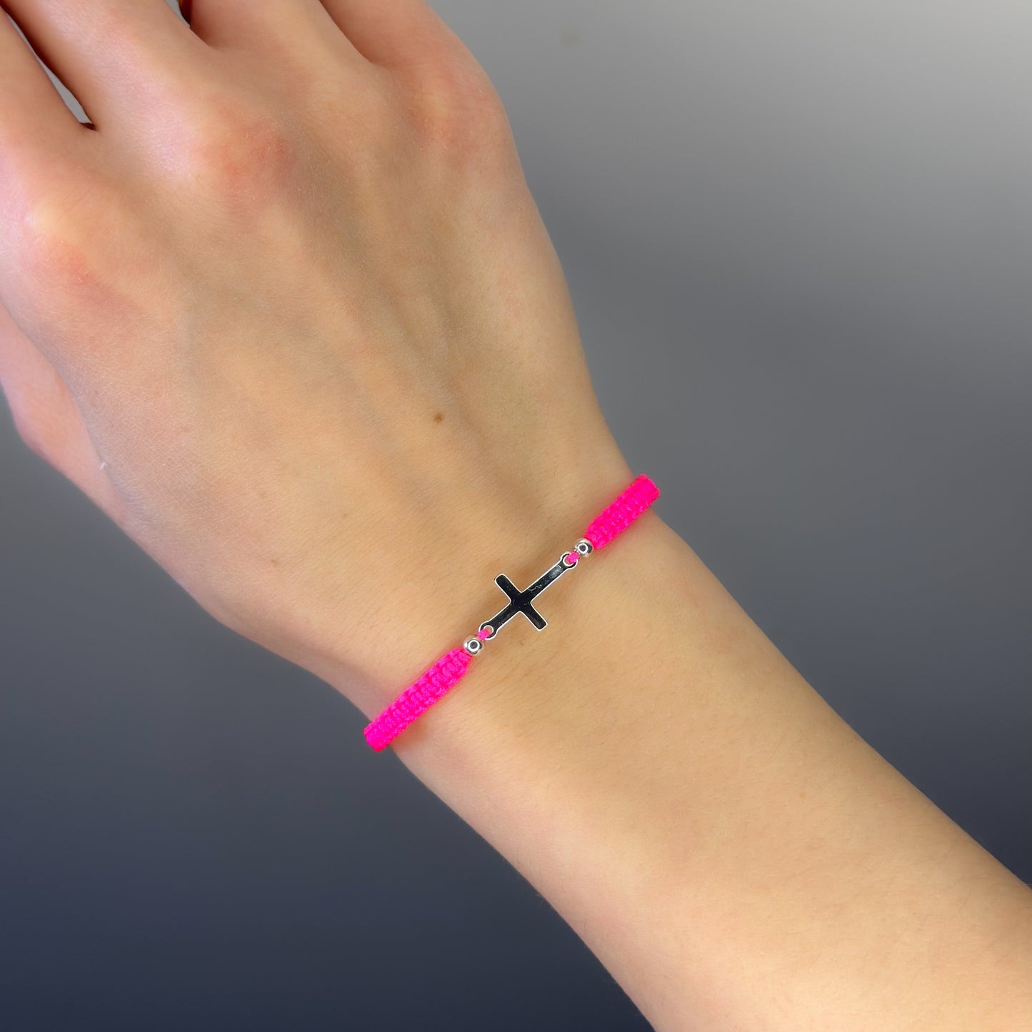 Sterling Silver Thread Cross Bracelet