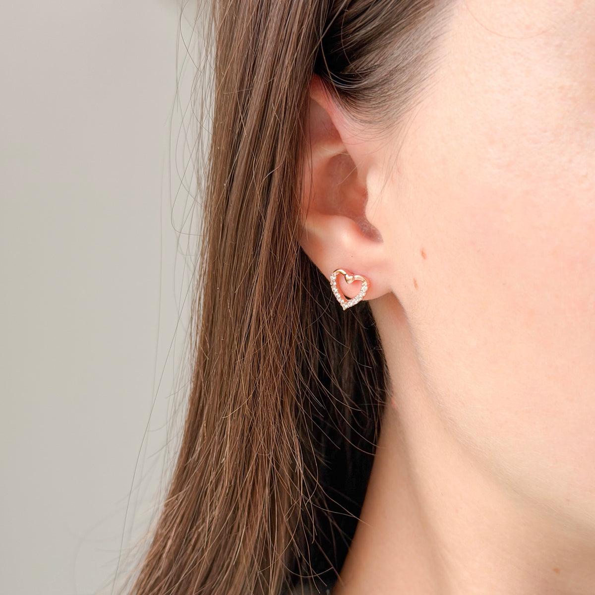 Sterling Silver CZ Heart Studs
