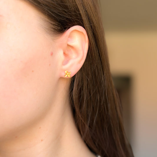 Sterling Silver Matte Flower Studs