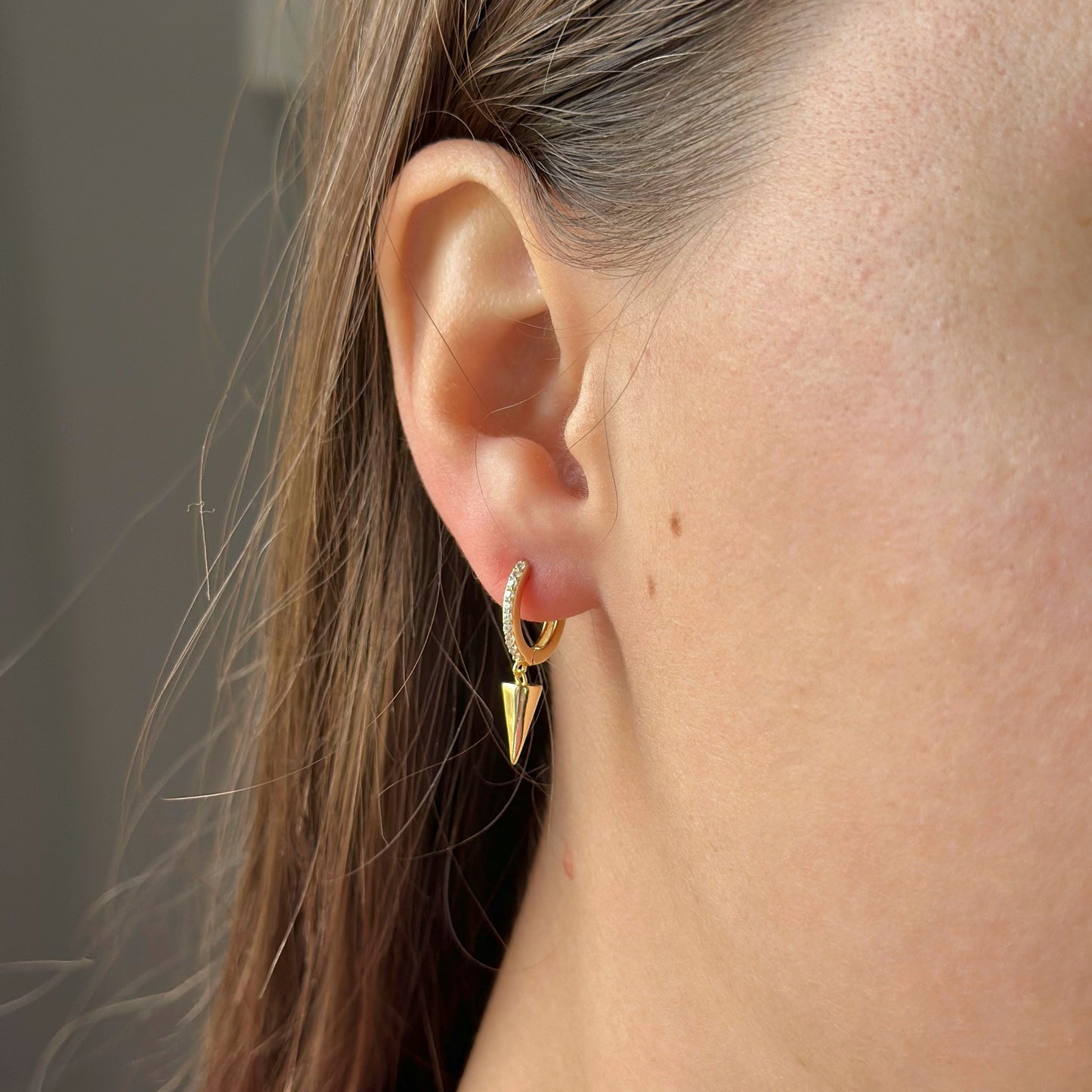 Sterling Silver Spike Charm Hoops