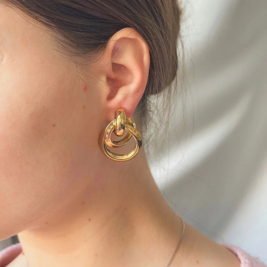 Gold Plated Earrings "Molten Circle"