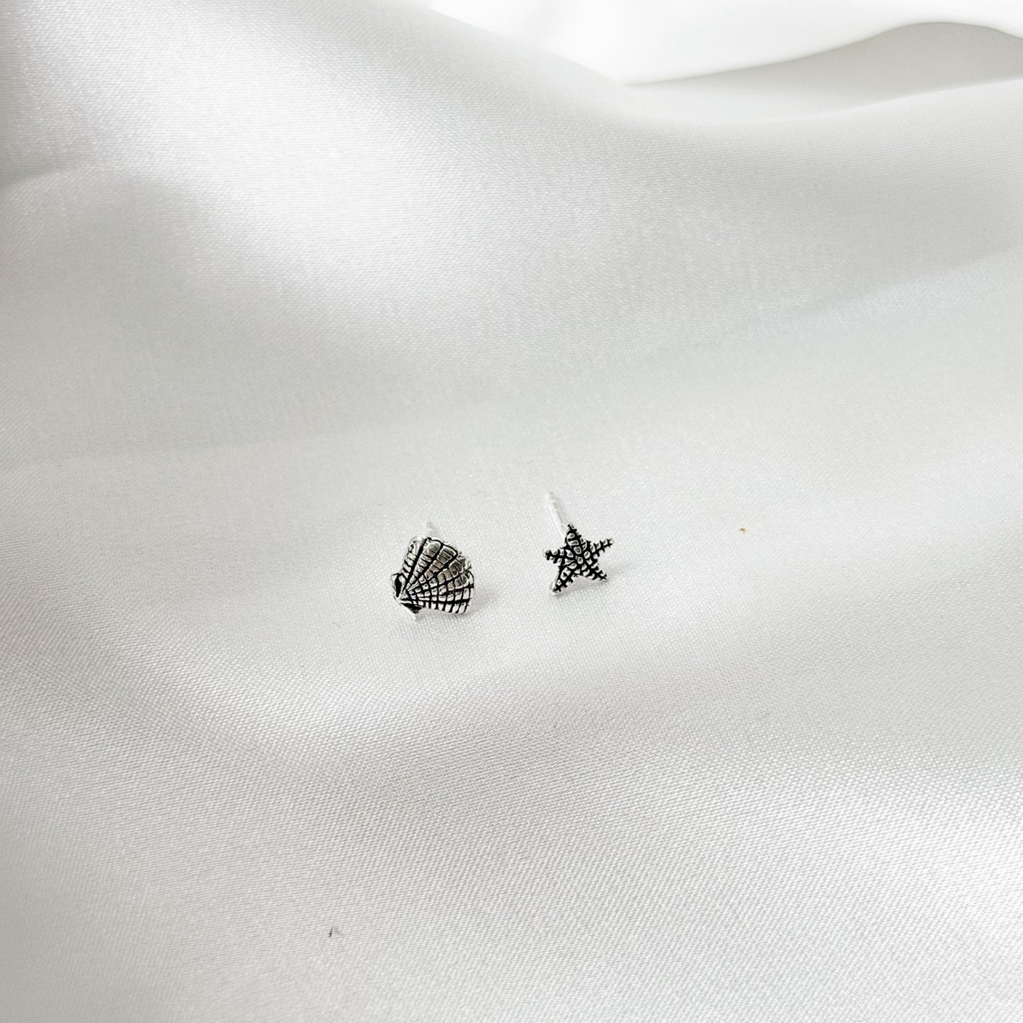 Sterling Silver Shell & Star Studs
