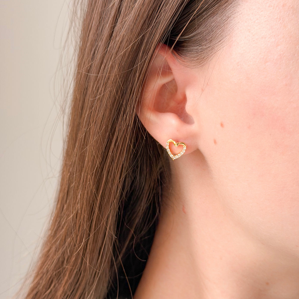 Sterling Silver CZ Heart Studs