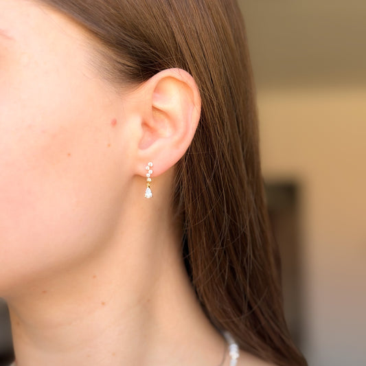 Sterling Silver CZ Drop Earrings