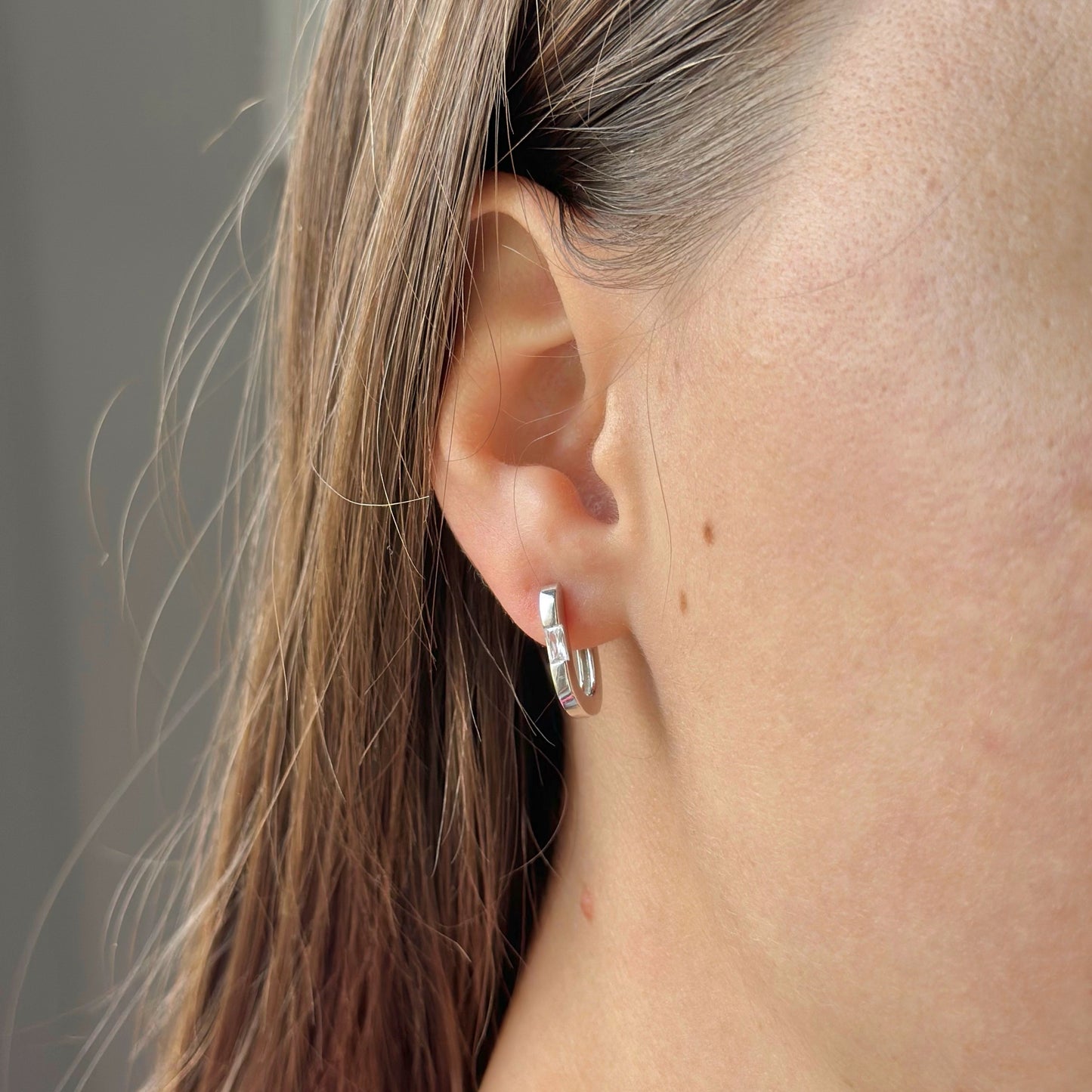 Sterling Silver CZ Oval Hoops