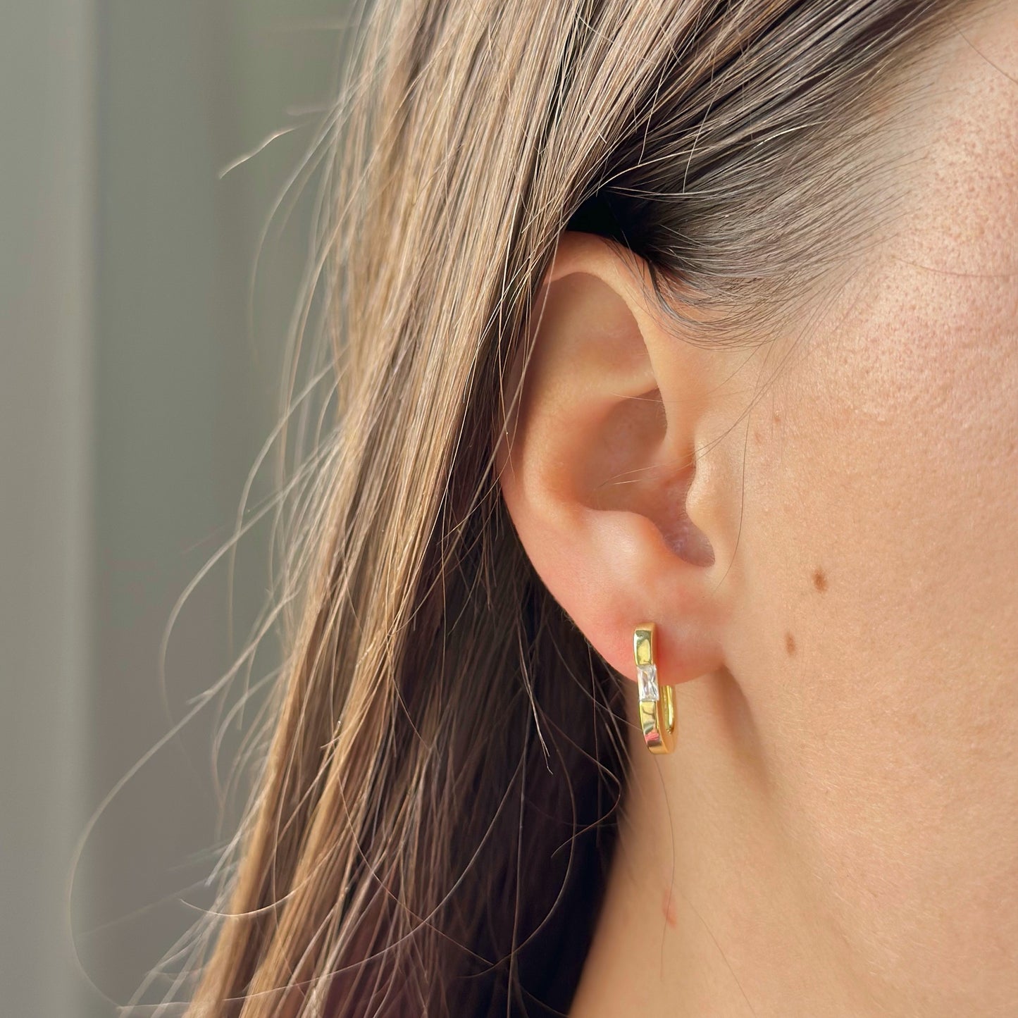 Sterling Silver CZ Oval Hoops