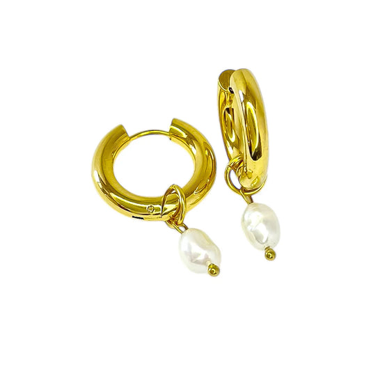 Pearl Charm Hoops