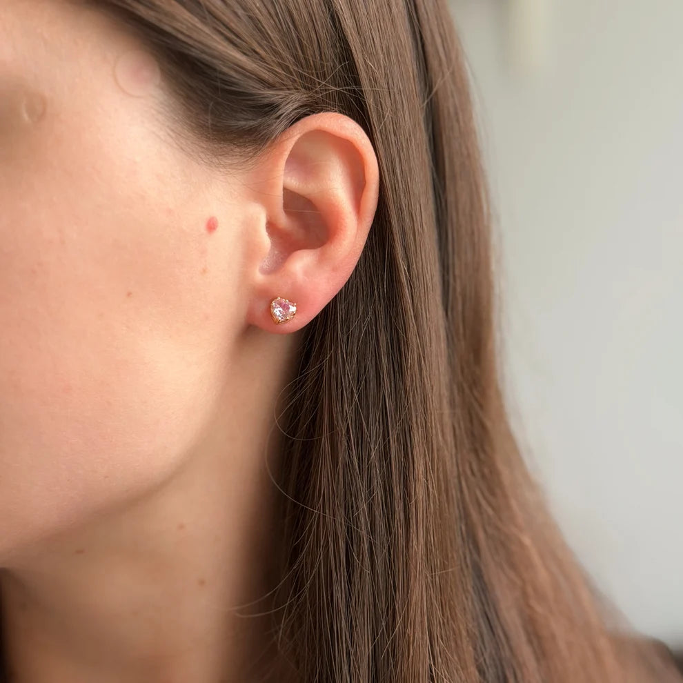 Sterling Silver CZ Heart Studs