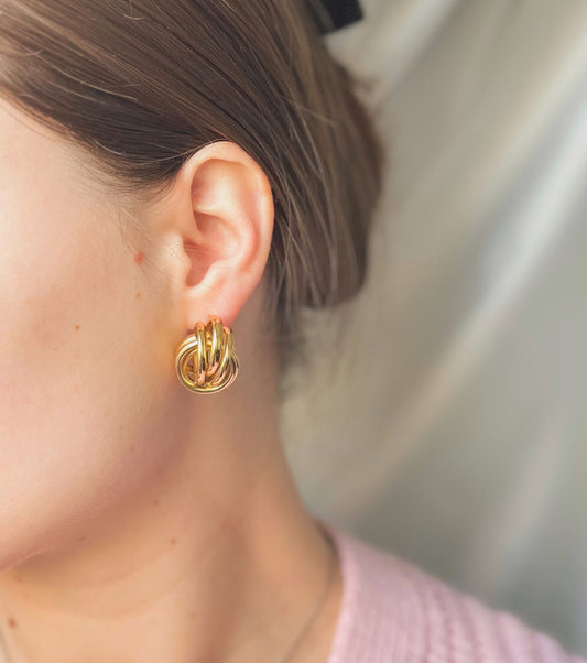 Gold Plated Earrings "Molten Trinity"