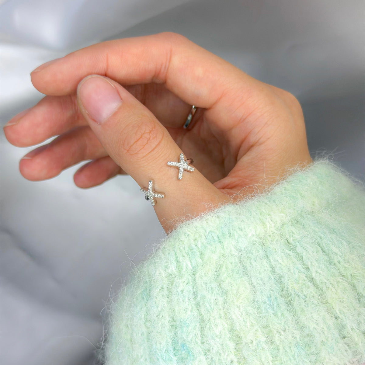 Sterling Silver X Ring