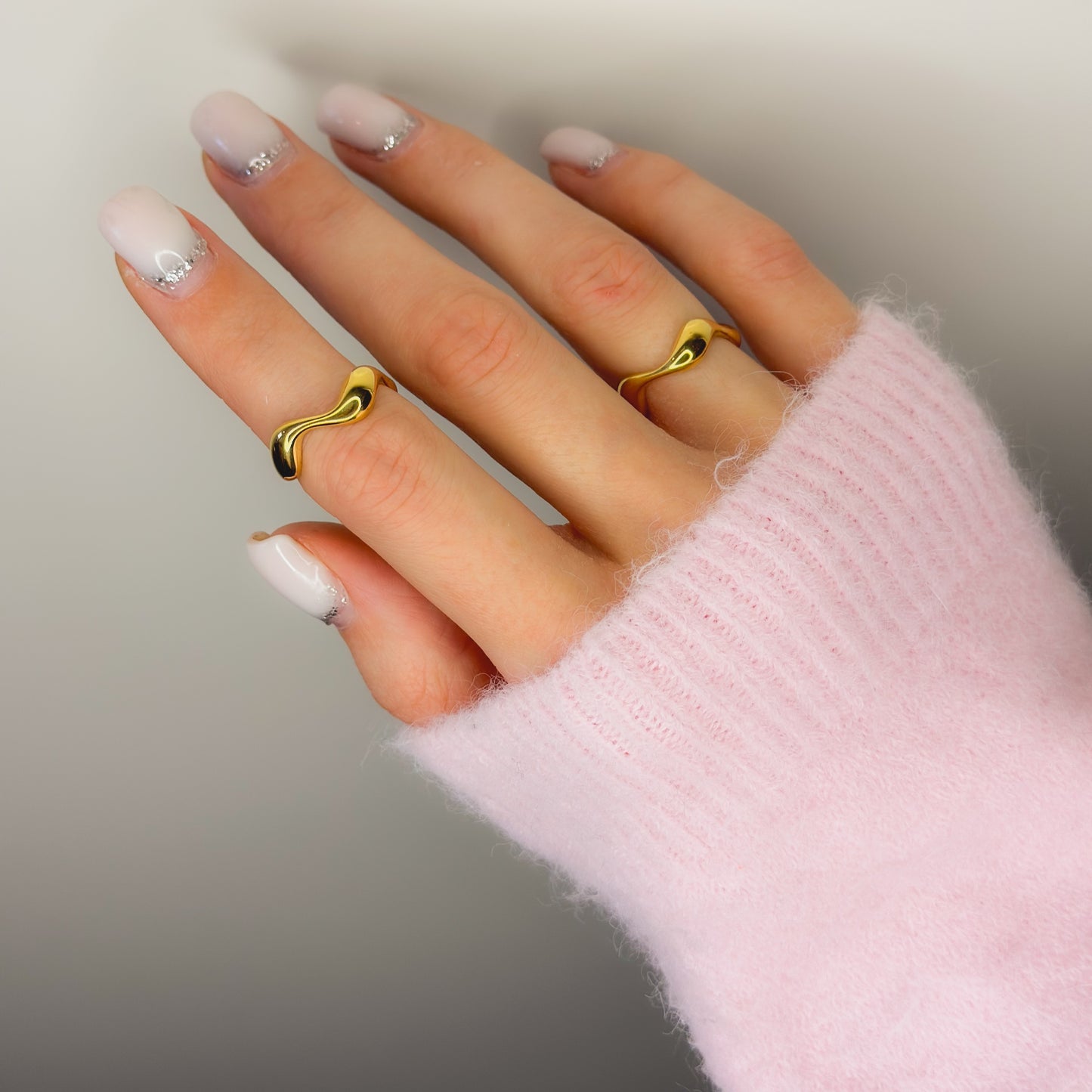 Gold Plated Adjustable Ring „FLUID GOLD“