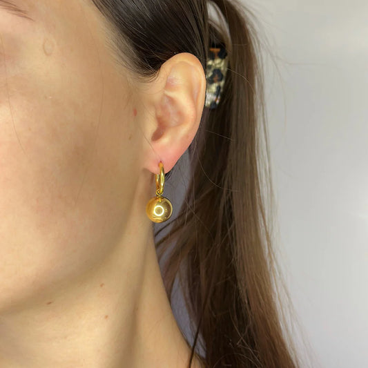 Stainless Steel Bead Charm Hoops