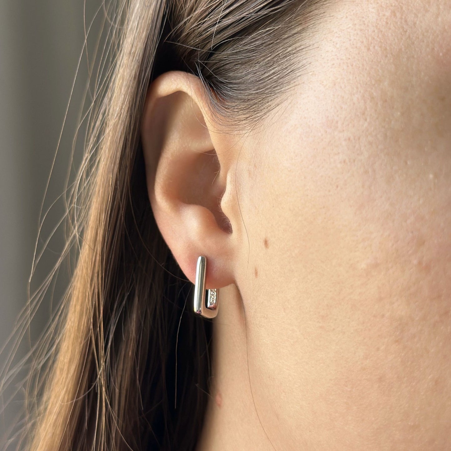 Sterling Silver Rectangle Hoops