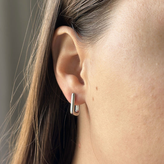 Sterling Silver Rectangle Hoops