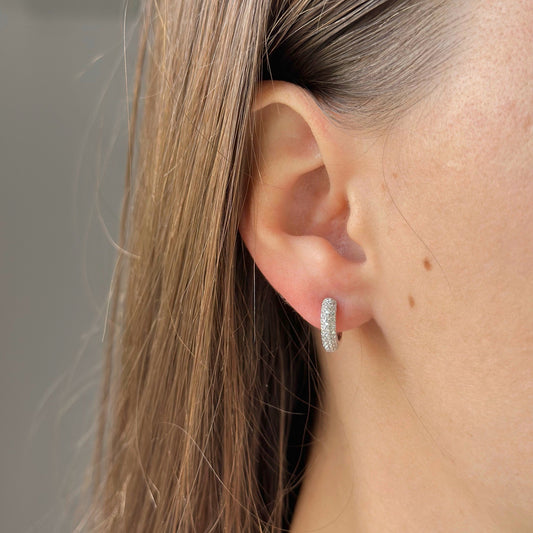 Isabelle Silver hoops 5 row CZ