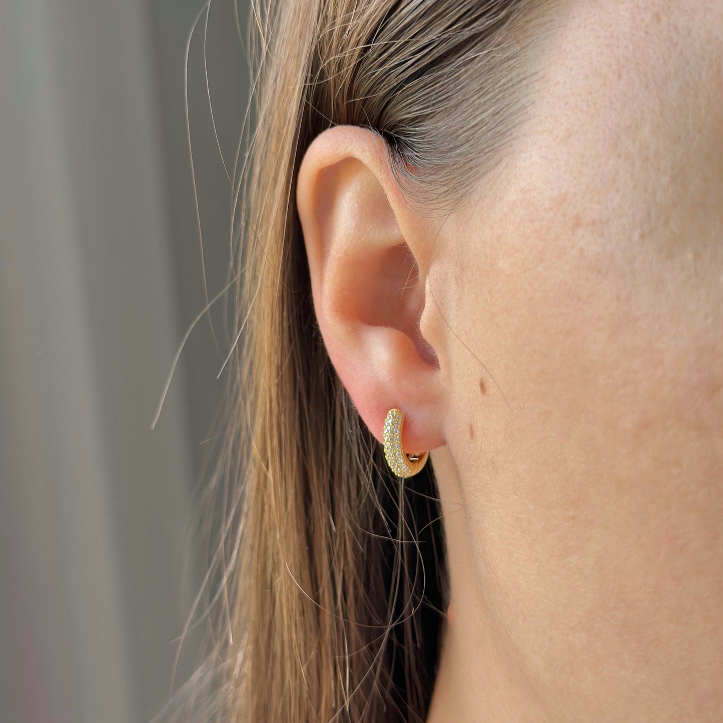 Isabelle Silver hoops 5 row CZ