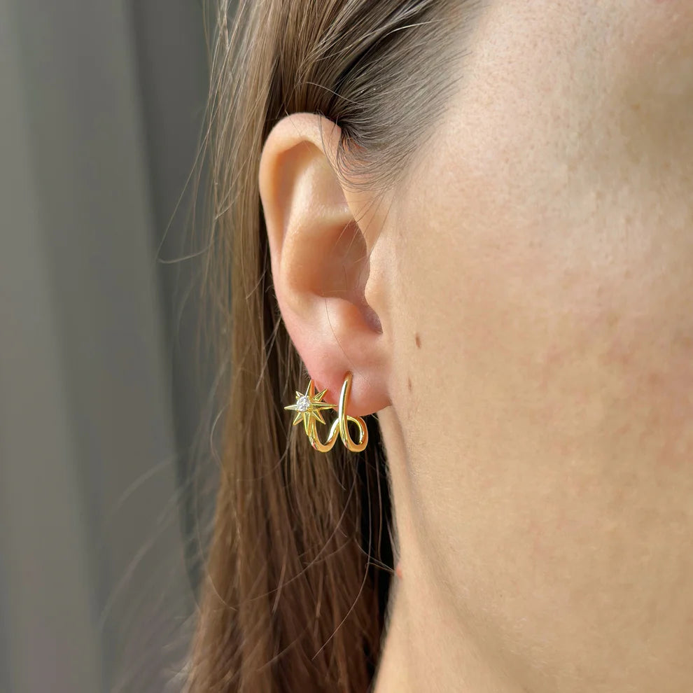 Sterling Silver CZ Star Earrings