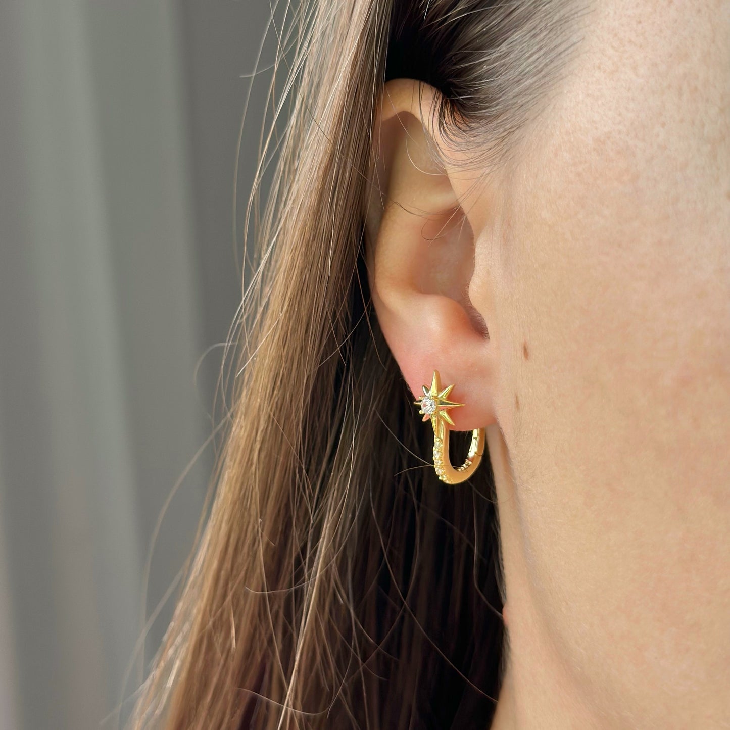 Sterling Silver English Lock Star Earrings