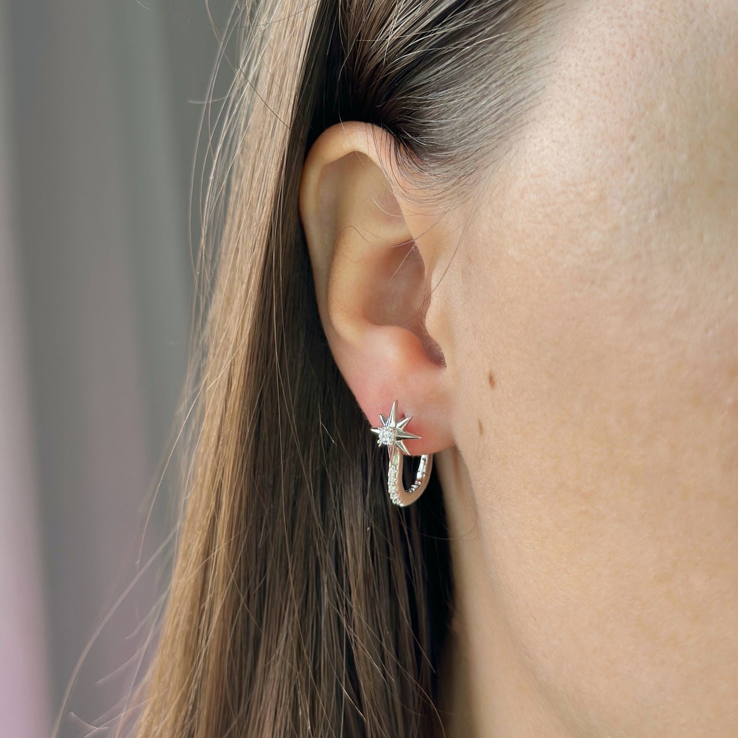 Sterling Silver English Lock Star Earrings