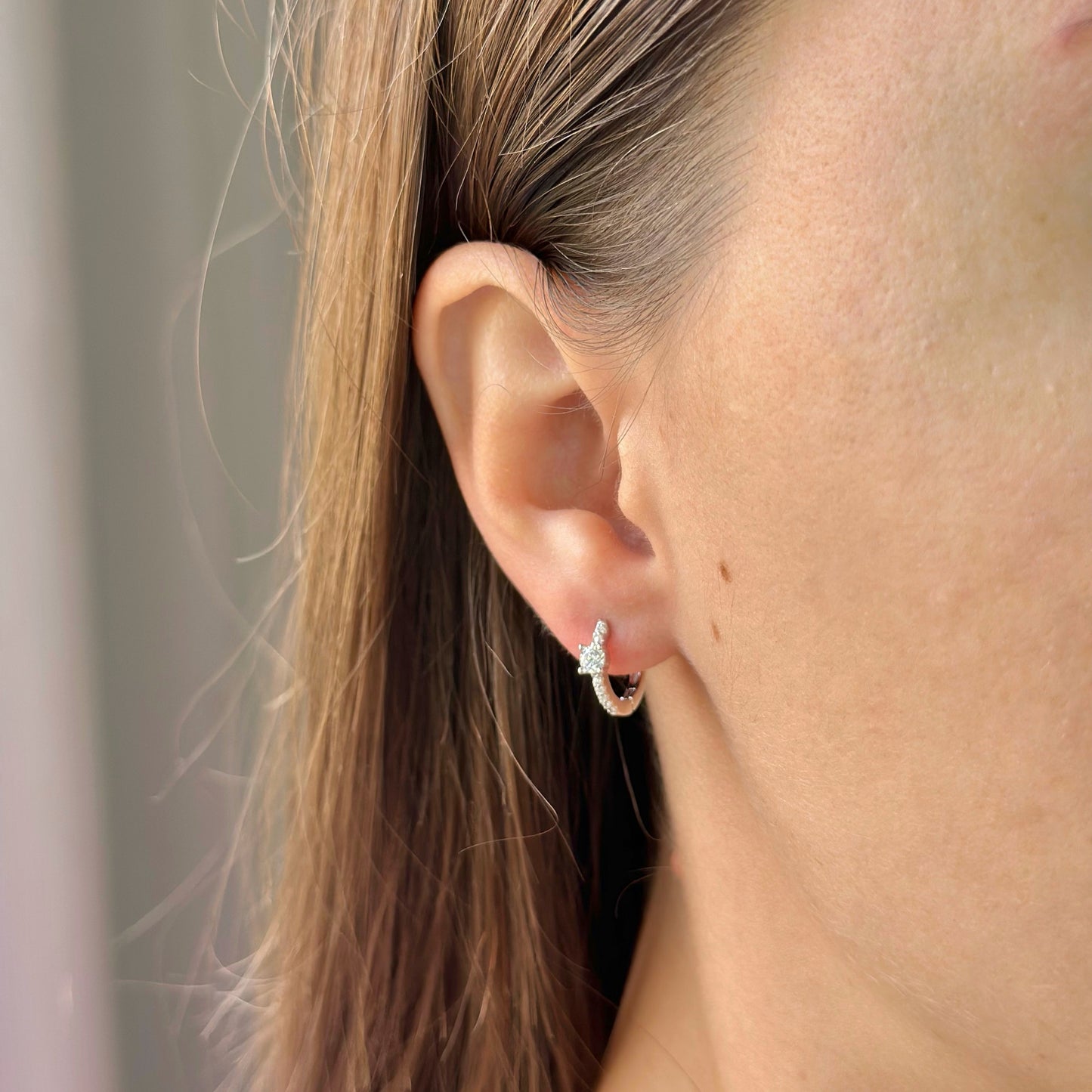 Sterling Silver CZ Hoops