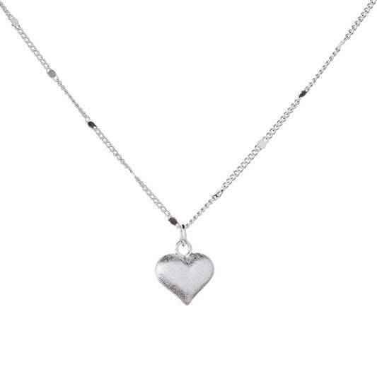 Sterling Silver Matte Heart Necklace