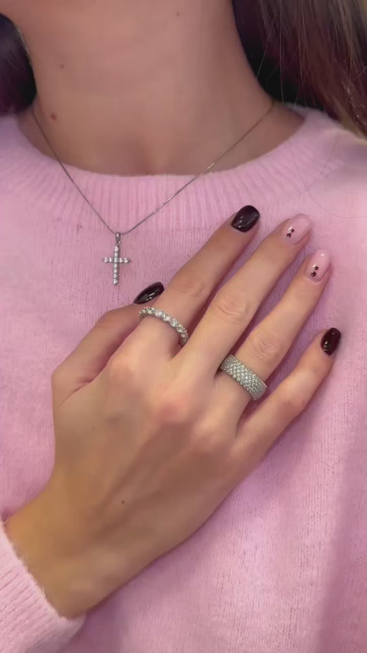 Maria – Sterling Silver Cross Necklace with Cubic Zirconia