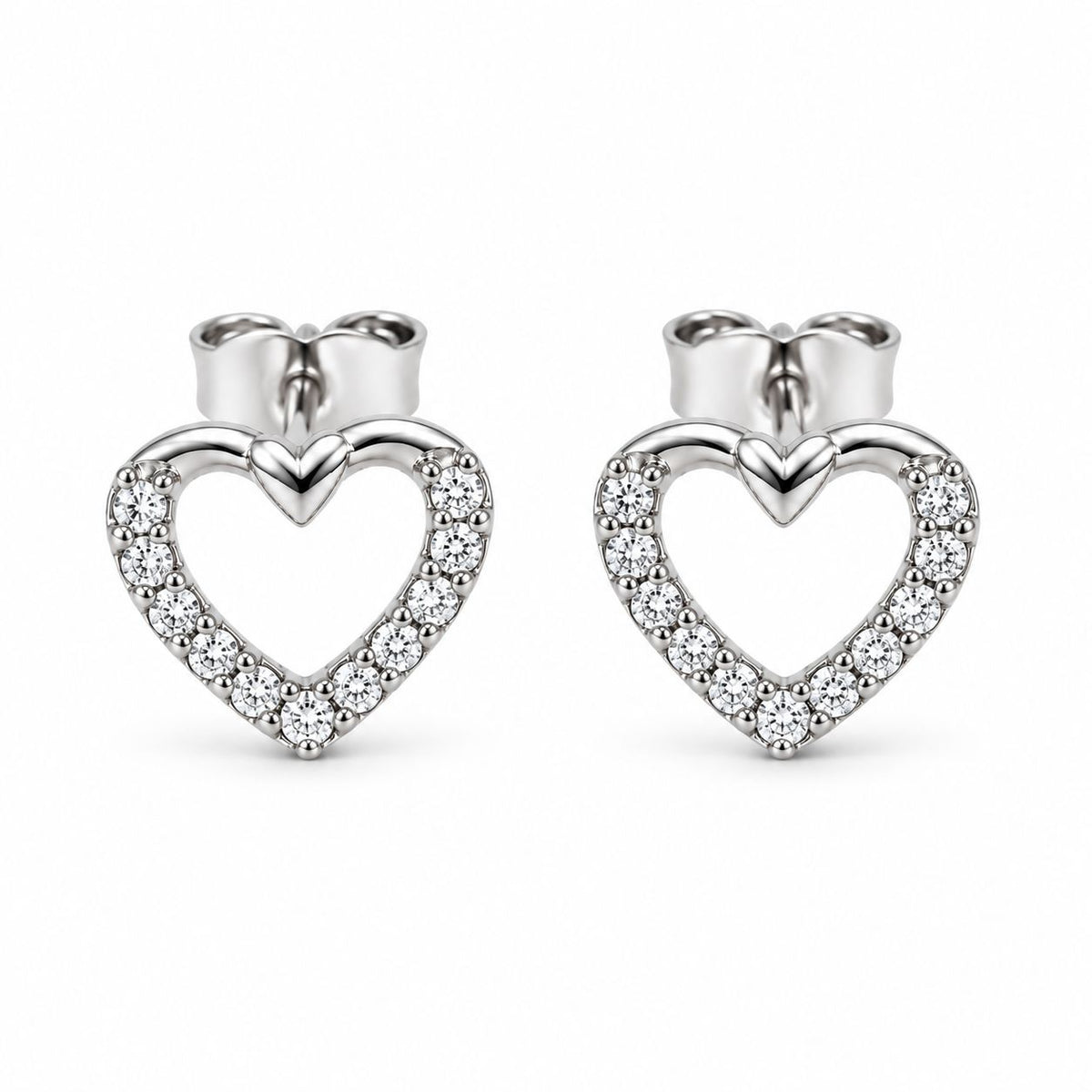 Sterling Silver CZ Heart Studs