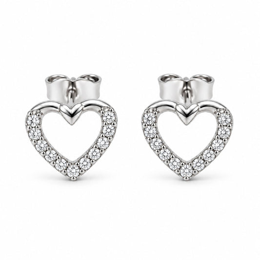Sterling Silver CZ Heart Studs