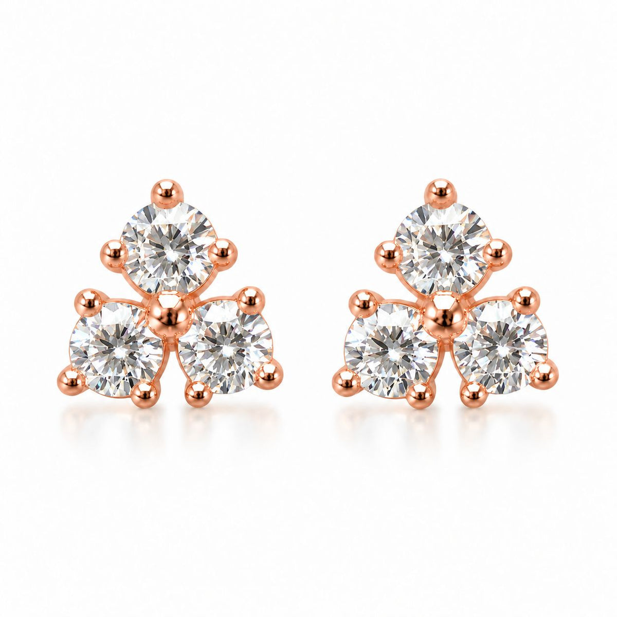 Sterling Silver Triple CZ Studs