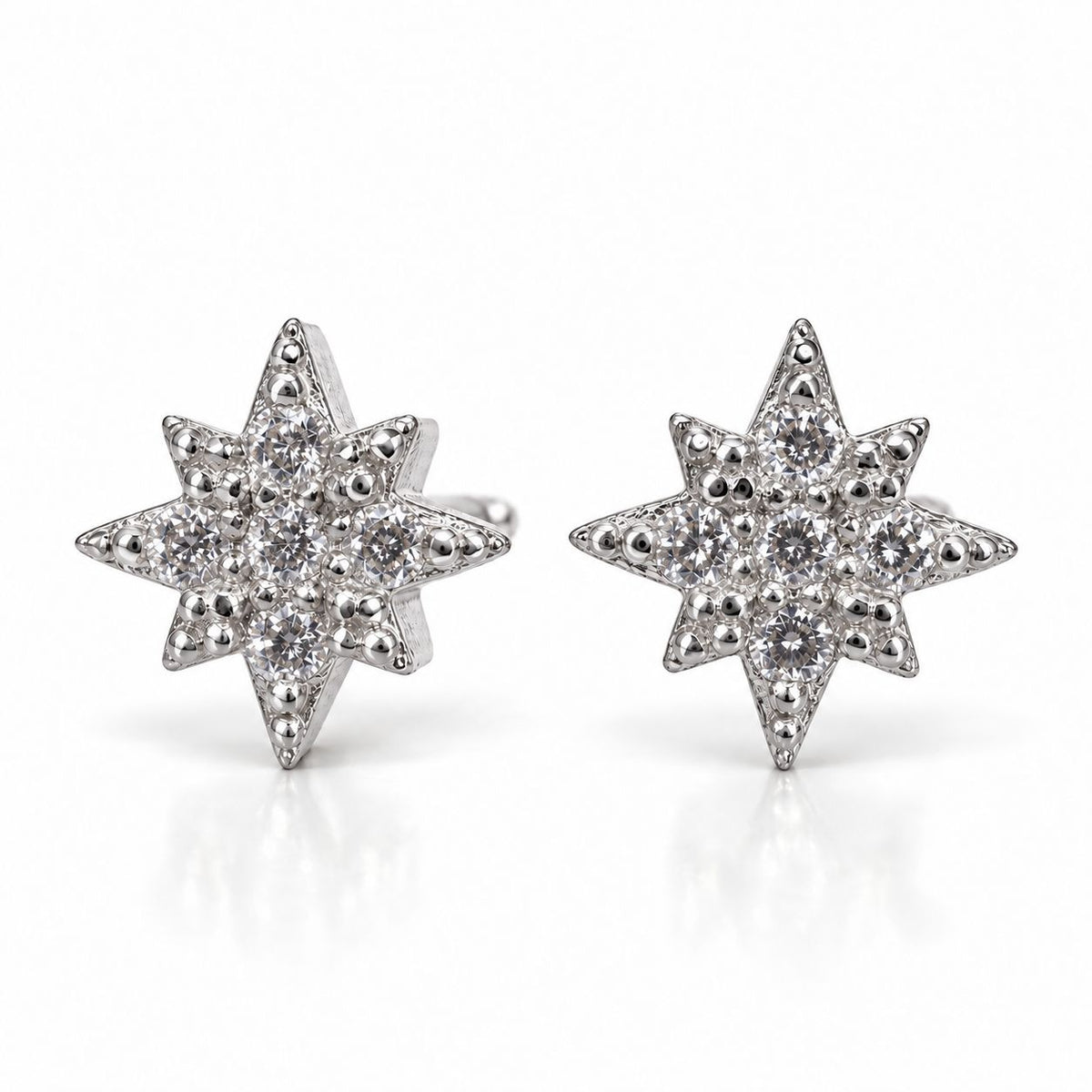 Sterling Silver CZ Star Studs
