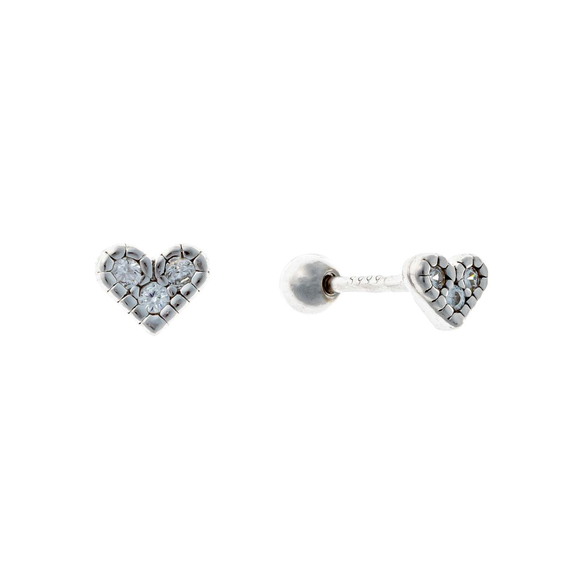 Sterling Silver Heart Screw Studs