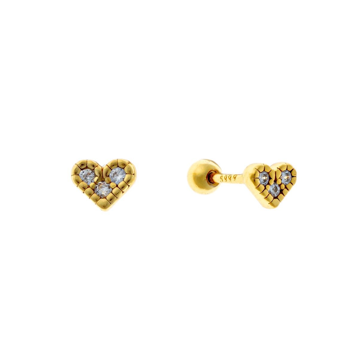 Sterling Silver Heart Screw Studs