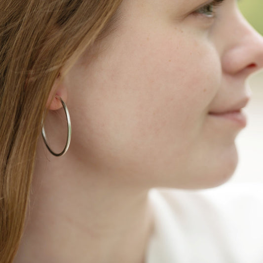Sterling Silver 1 - 5 cm Hoop Earrings